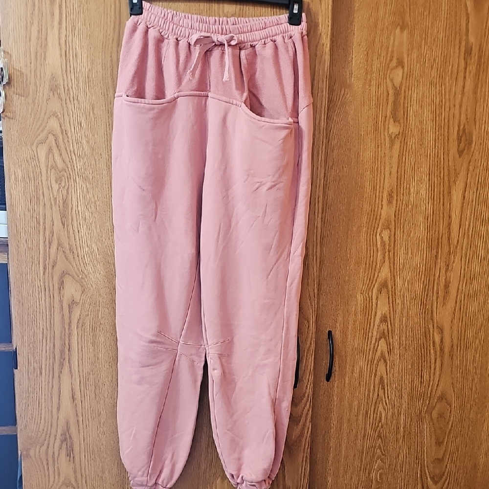 POL PINK Track Joggers Pants- cuffed- pull on- MEDIUM